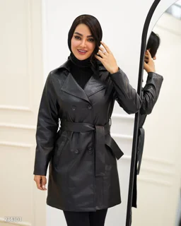 کت چرم زنانه یقه انگلیسی سالیز کد ۶۶۸