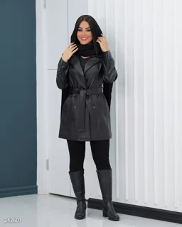 کت چرم زنانه یقه انگلیسی گیلوا کد ۷۵۷