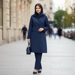 مانتو شلوار ساتن زنانه مجلسی و اداری کد۸۸۴