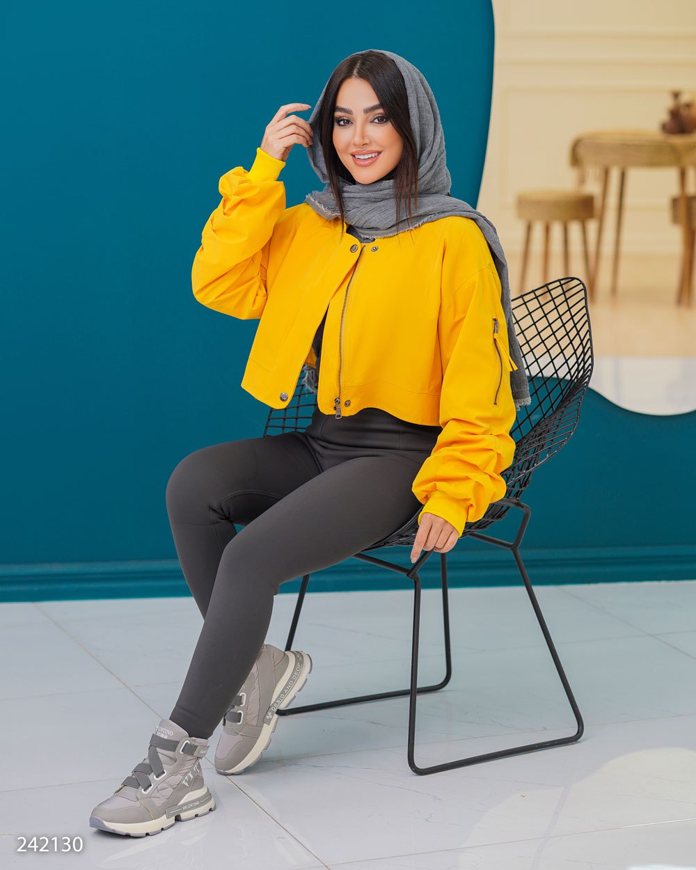 کراپ کت زنانه کتان تی سی آیاز