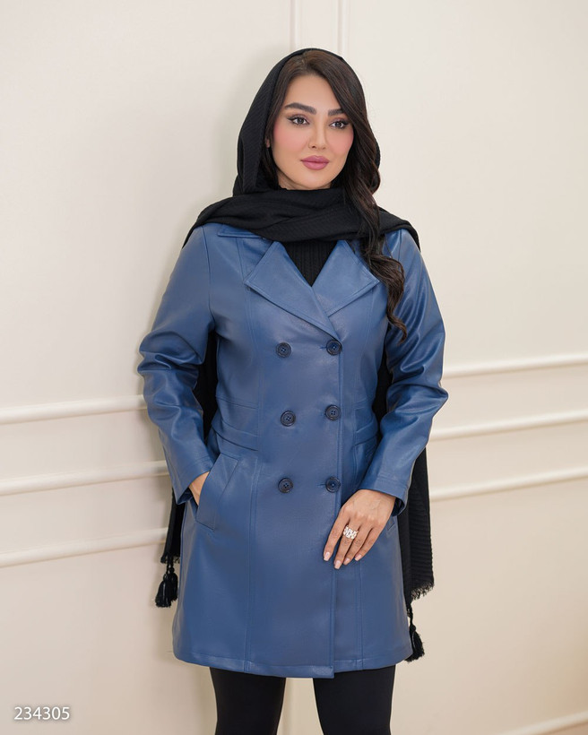 کت چرم زنانه یقه انگلیسی مدل سالیز