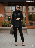 مانتو مجلسی زنانه مشکی مزونی