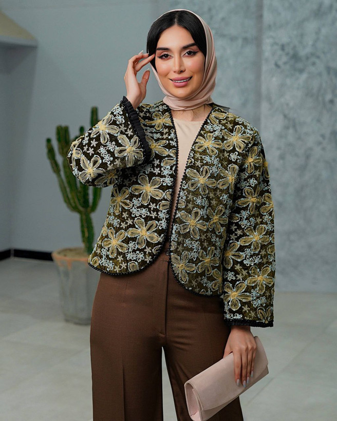 کت و شلوار زنانه مزونی مخمل ژاکارد