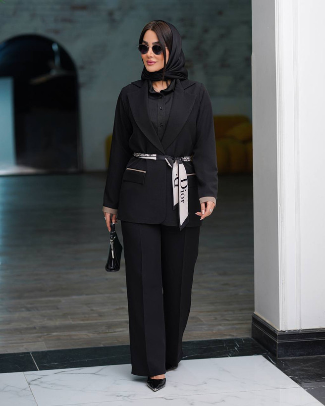 کت مجلسی زنانه یقه انگلیسی کمربند Dior