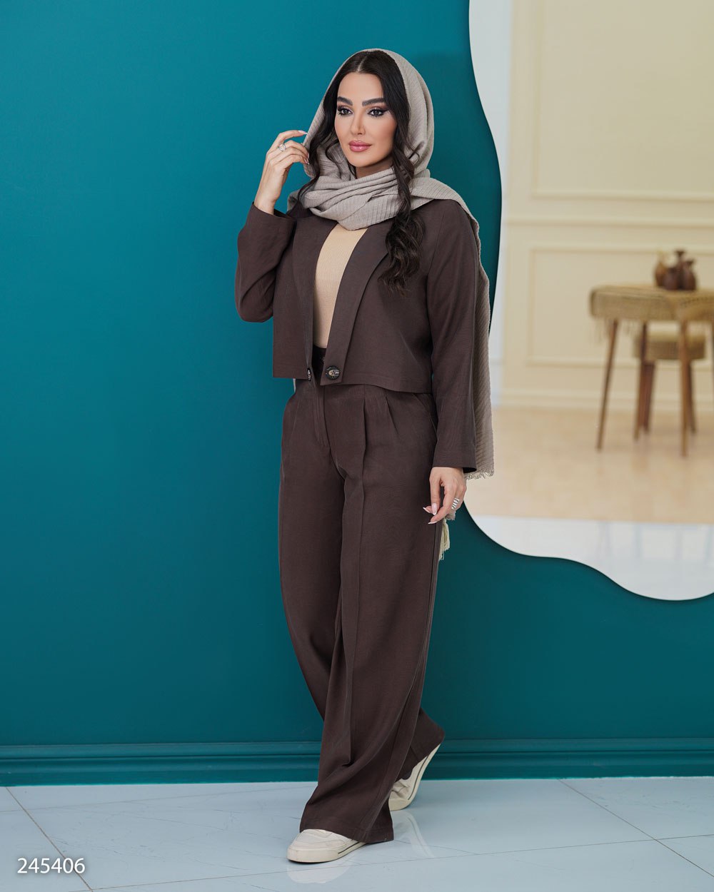 کراپ شلوار زنانه شانتون یقه ارشال آدیشا