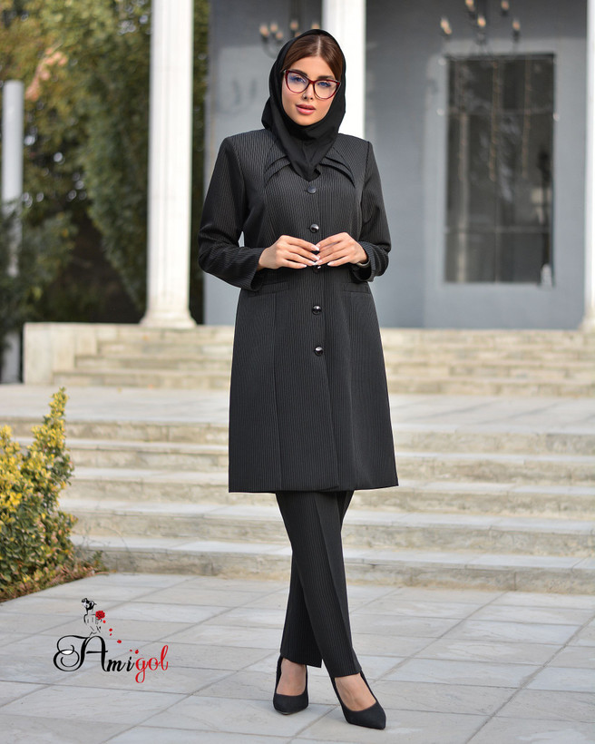 مانتو شلوار اداری آستردار زنانه