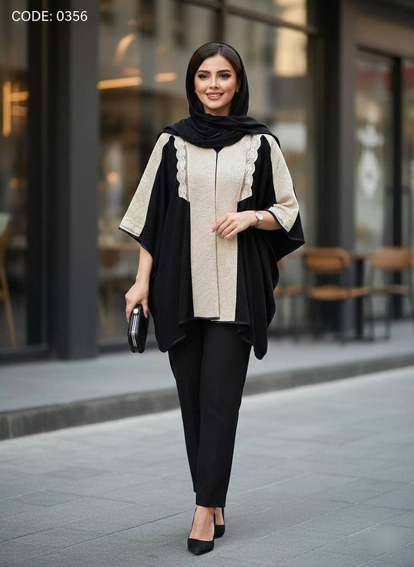 مانتو پانچ کوتاه زنانه کد ۰۳۳۷