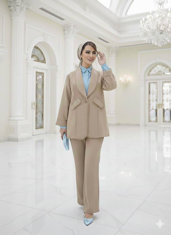 مانتو شلوار زنانه کریستال دوزی مجلسی
