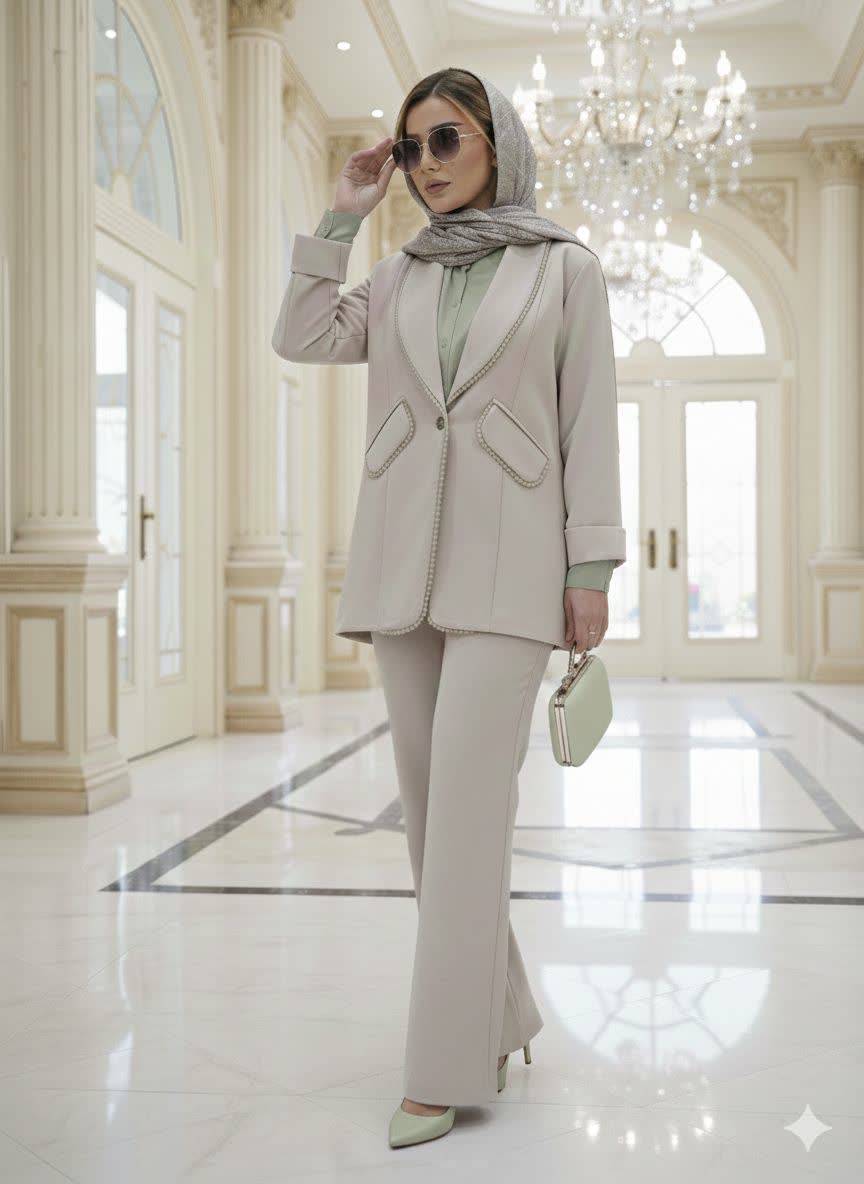 مانتو شلوار زنانه کریستال دوزی مجلسی
