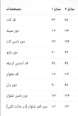 جدول سایز بندی