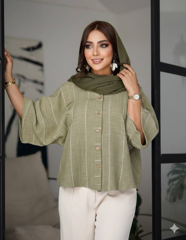 شومیز کاربردی زنانه شانتون راه راه کد۰۳۴۵