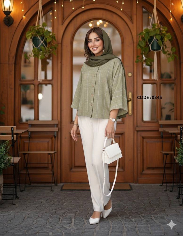 شومیز کاربردی زنانه شانتون راه راه کد۰۳۴۵
