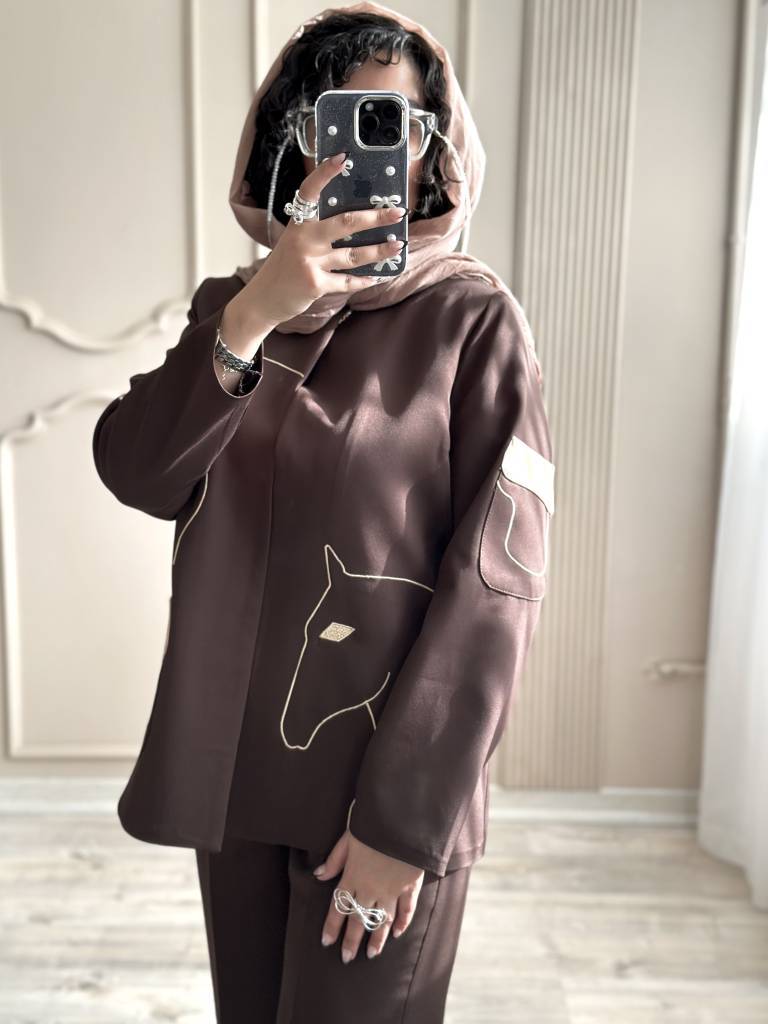 کت و شلوار زنانه گلدوزی اسب