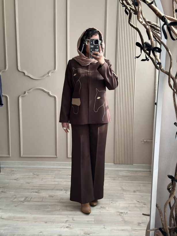 کت و شلوار زنانه گلدوزی اسب