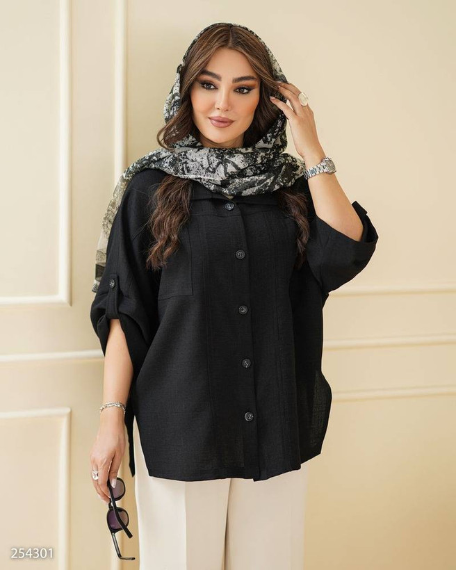 شومیز مانتویی زنانه استین پاگون دار کد۲۵۴۳