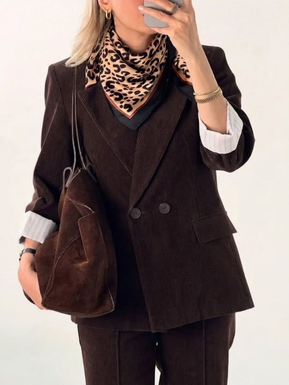 کت و شلوار مخمل کبریتی زنانه