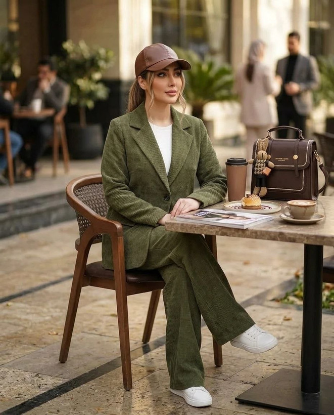 کت و شلوار مخمل کبریتی زنانه مناسب سه فصل