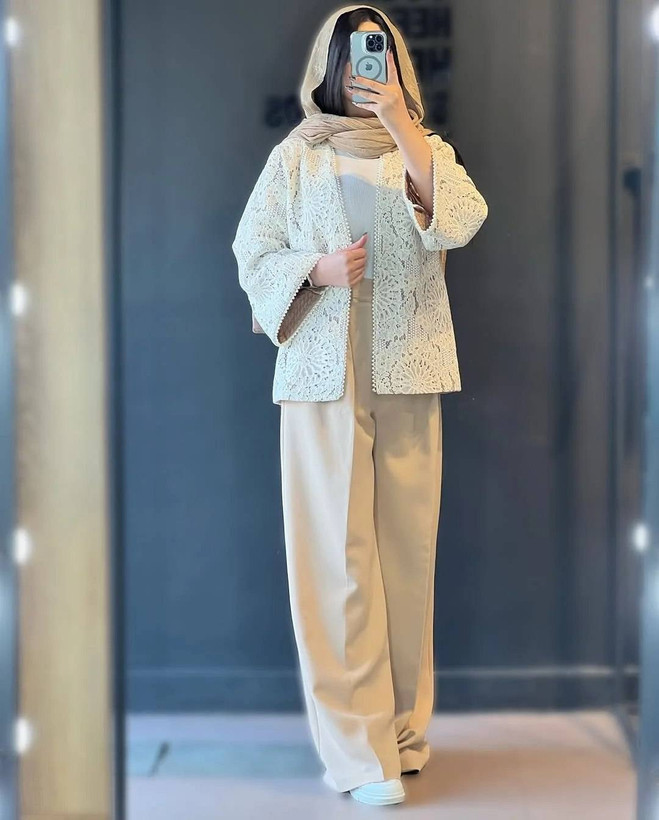 کت و شلوار مجلسی زنانه دانتل گیپوری