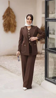ست سه تیکه کت  شلوار و جلیقه مجلسی زنانه شیک کد ۱۸