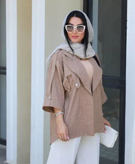 حراج کت یقه انگلیسی زنانه پشت پیلی دار کد ۲۲