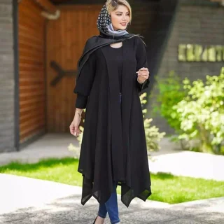 مانتو  پر فروش کرپ حریر میله ای کد ۴۴۵