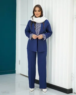 ست سه تیکه مانتو شلوار و شومیز کد ۲۵۵۳